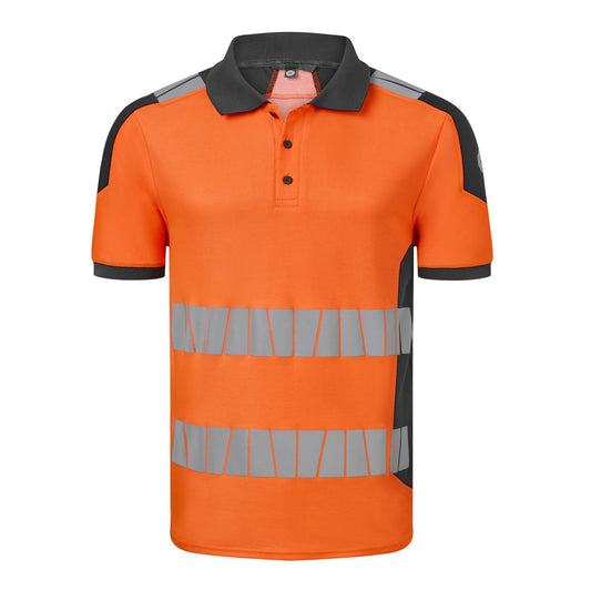 Havep High Visibility + Polo 10080 Hivis fluo oranje-houtskool(CAK)