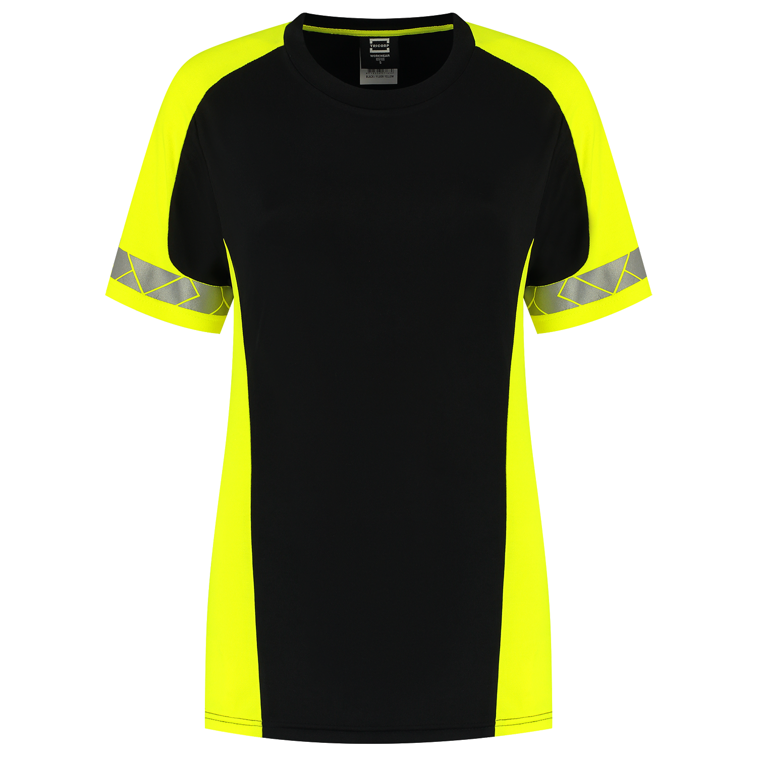 Tricorp Workwear Reflective Redefined T-shirts 106108 dames HiVis zwart-fluo geel(blackfluoryellow)