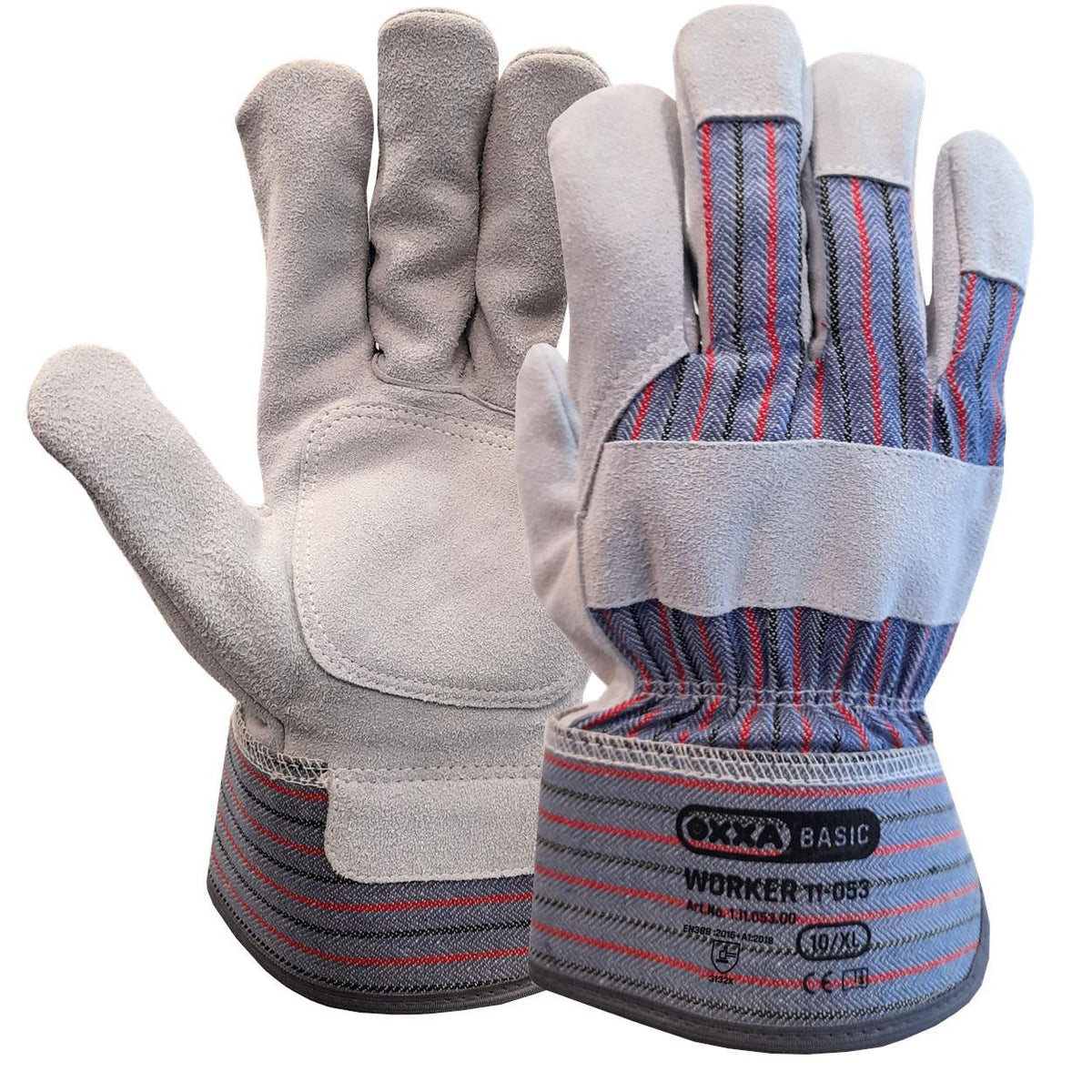 OXXA Basic Handschoenen Worker 11-053 grijs-rood-zwart