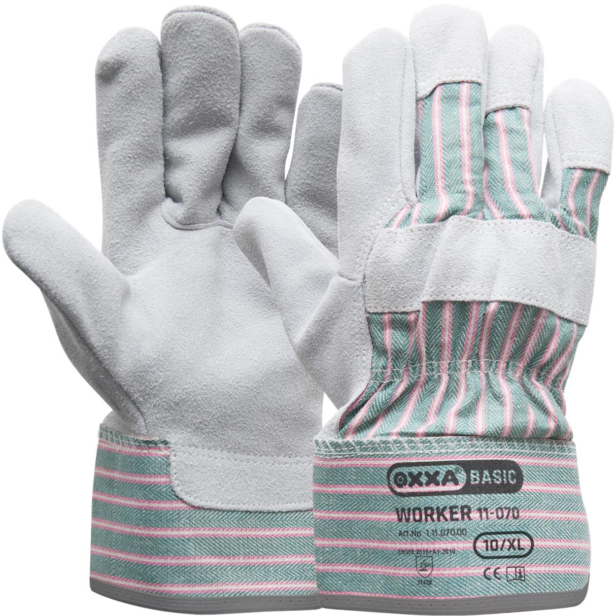 OXXA Basic Handschoen Worker 11-070 Rood-groen-grijs
