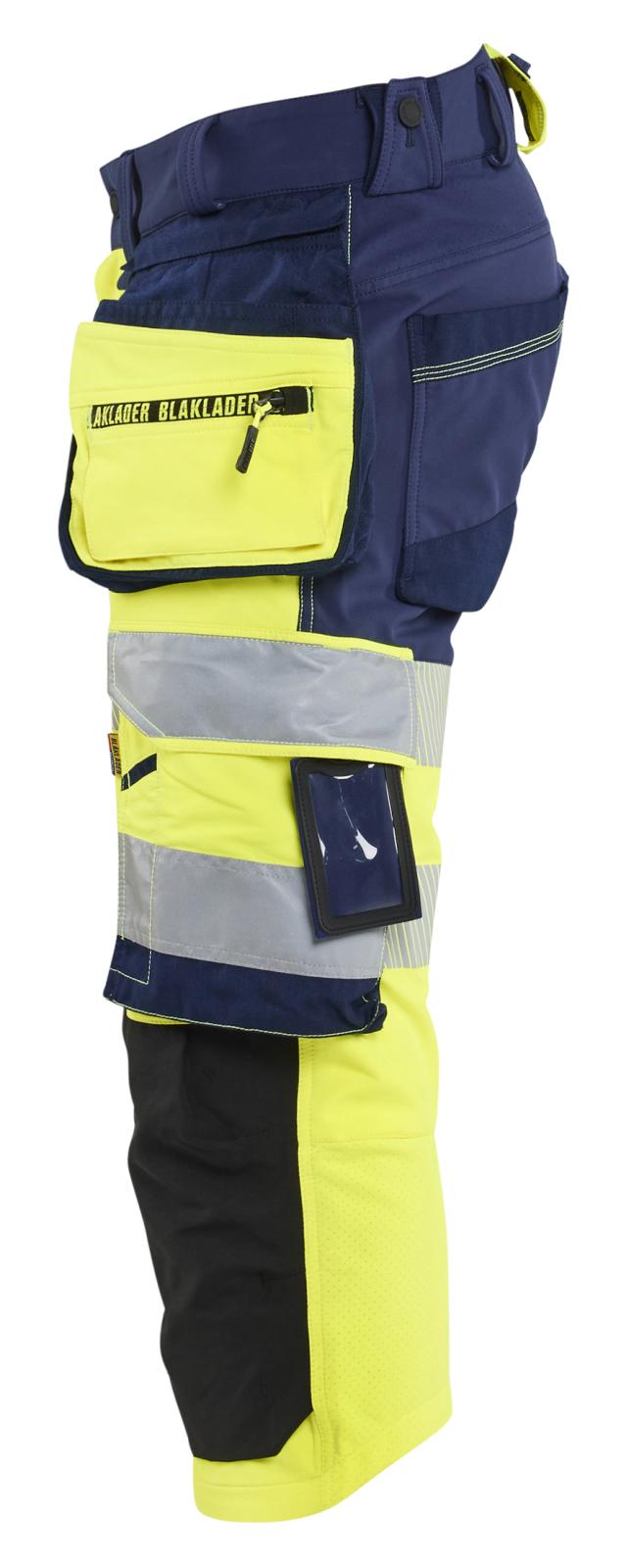 Blaklader High Vis Piraatbroeken 11231648 4-weg stretch High Vis gereedschapzakken fluo geel-marineblauw(3389)