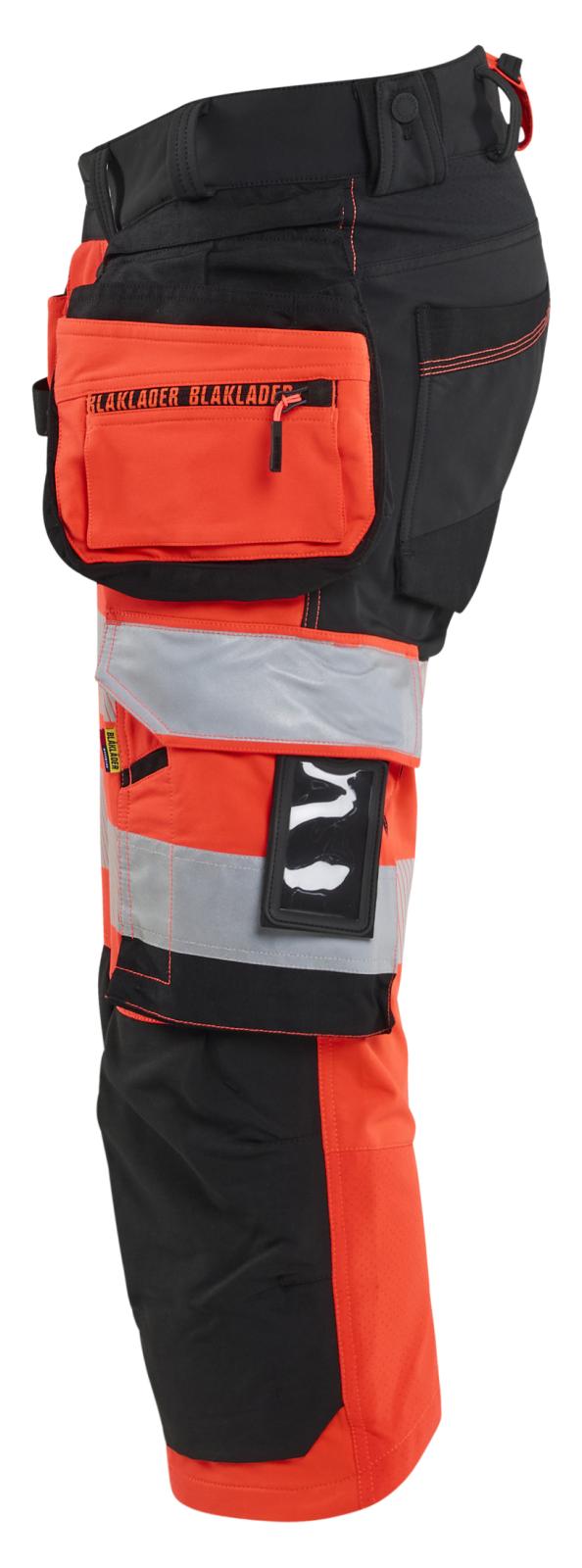 Blaklader High Vis Piraatbroeken 11231648 4-weg stretch High Vis gereedschapzakken fluo rood-zwart(5599)