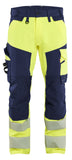 Blaklader High vis Werkbroeken 11241648 4-weg stretch HiVis fluo geel-marineblauw(3389)