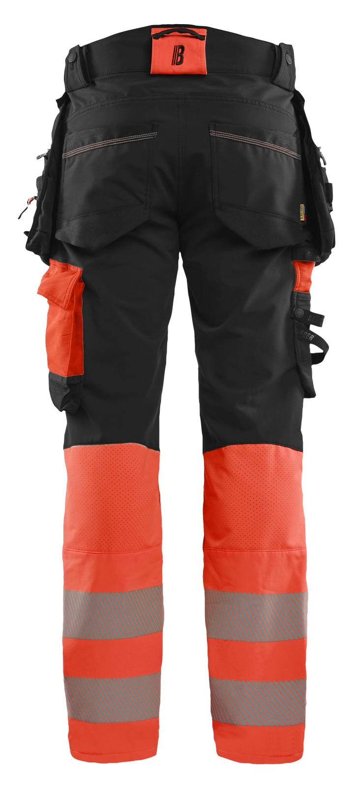 Blaklader High Vis Werkbroeken 11251648 4-weg stretch HiVis zwart-fluo rood(9955)