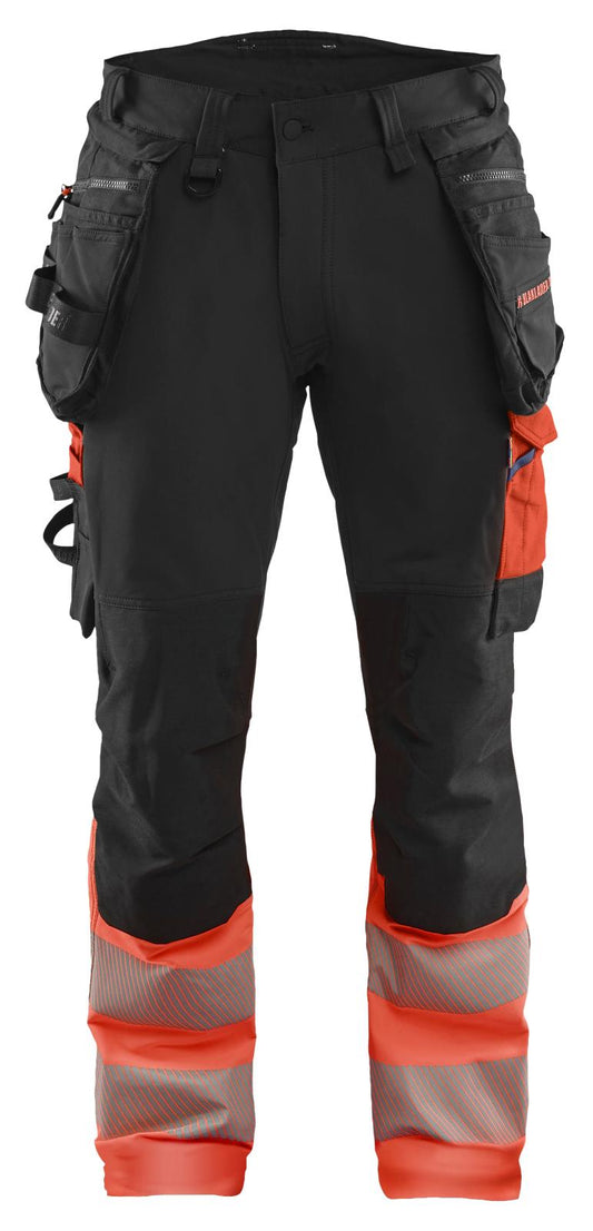 Blaklader High Vis Werkbroeken 11251648 4-weg stretch HiVis zwart-fluo rood(9955)