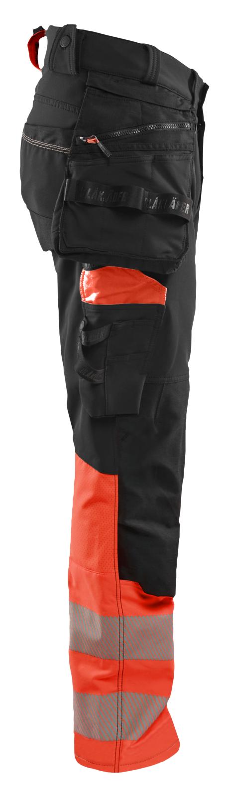 Blaklader High Vis Werkbroeken 11251648 4-weg stretch HiVis zwart-fluo rood(9955)