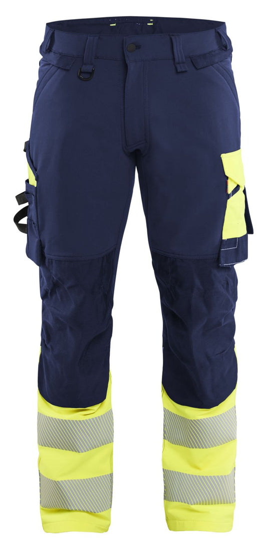 Blaklader High vis Werkbroeken 11261648 4-weg stretch HiVis marineblauw-fluo geel(8933)