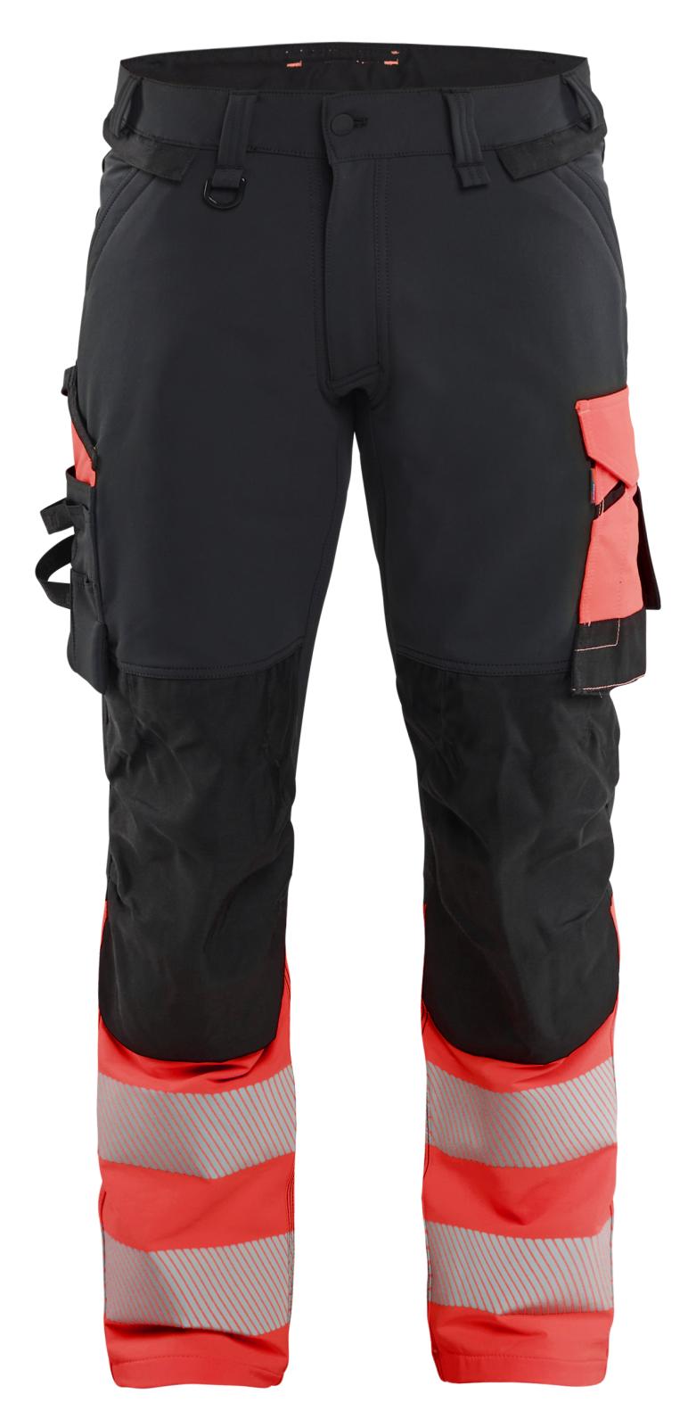 Blaklader High Vis Werkbroeken 11261648 4-weg stretch HiVis zwart-fluo rood(9955)