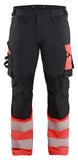 Blaklader High vis Werkbroeken 11261648 4-weg stretch HiVis zwart-fluo rood(9955)