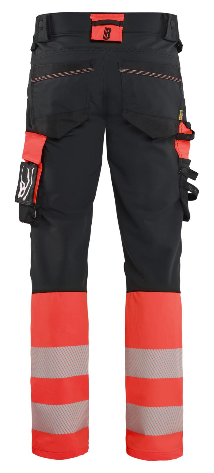 Blaklader High Vis Werkbroeken 11261648 4-weg stretch HiVis zwart-fluo rood(9955)