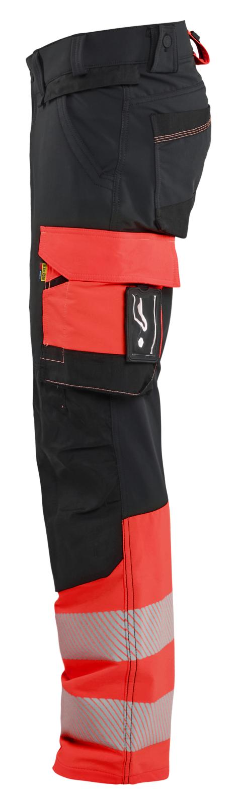 Blaklader High Vis Werkbroeken 11261648 4-weg stretch HiVis zwart-fluo rood(9955)