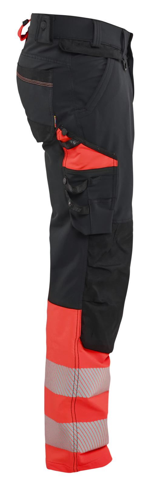 Blaklader High Vis Werkbroeken 11261648 4-weg stretch HiVis zwart-fluo rood(9955)