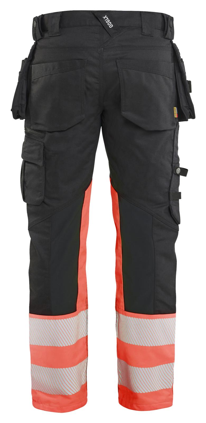 Blaklader High Vis Werkbroeken 11301149 HiVis stretch zwart-fluo rood(9955)