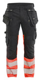 Blaklader High Vis Werkbroeken 11301149 HiVis stretch zwart-fluo rood(9955)