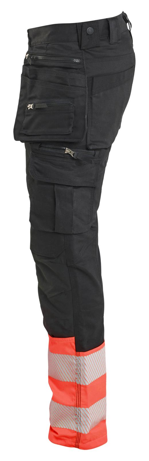 Blaklader High Vis Werkbroeken 11301149 HiVis stretch zwart-fluo rood(9955)