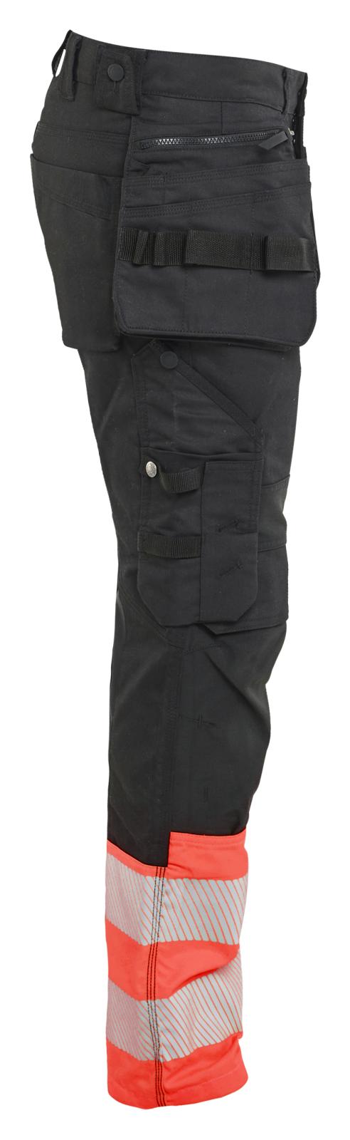 Blaklader High Vis Werkbroeken 11301149 HiVis stretch zwart-fluo rood(9955)