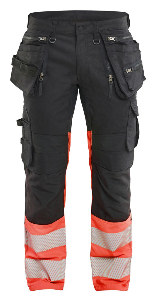 Blaklader High vis Werkbroeken 11301149 HiVis stretch zwart-fluo rood(9955)