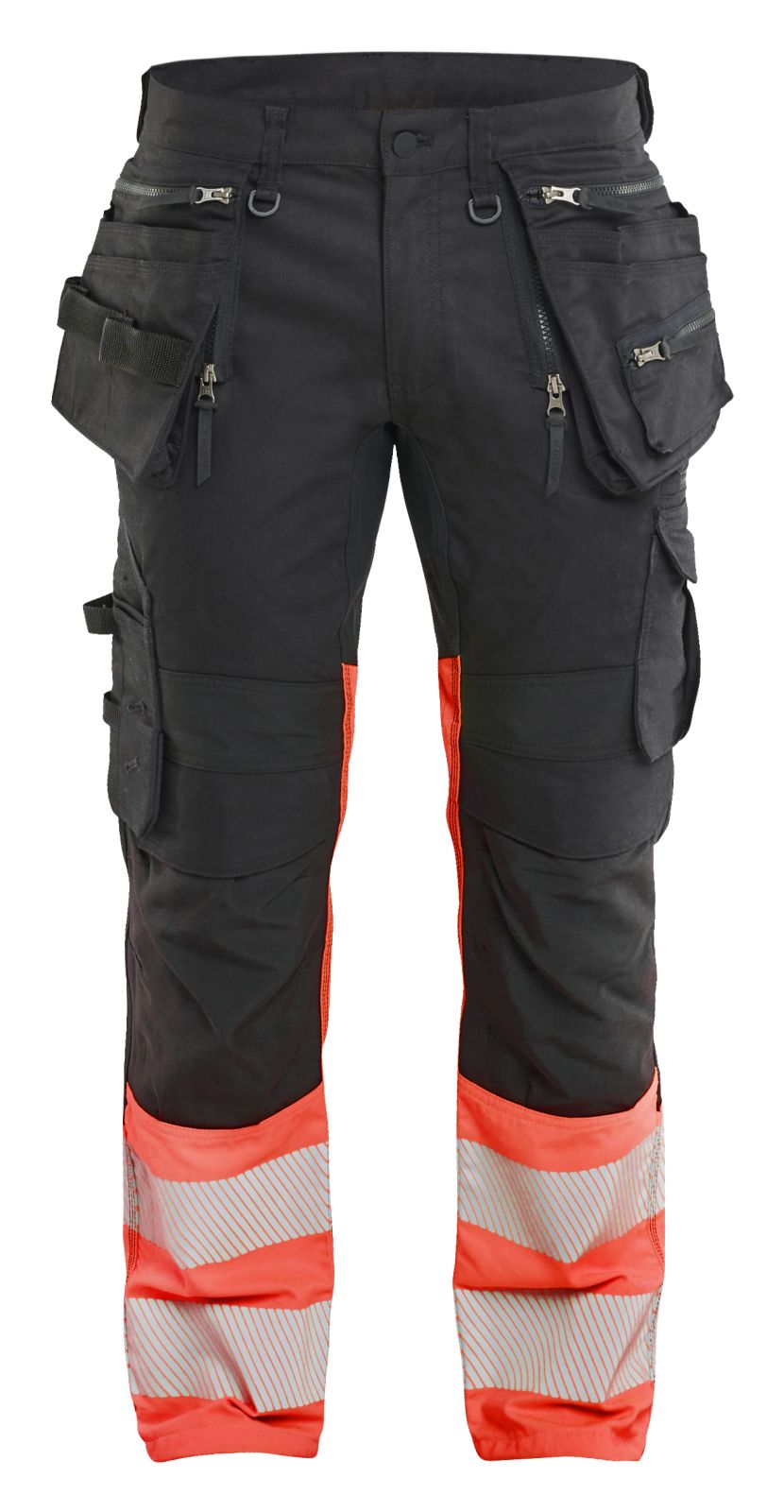 Blaklader High Vis Werkbroeken 11301149 HiVis stretch zwart-fluo rood(9955)