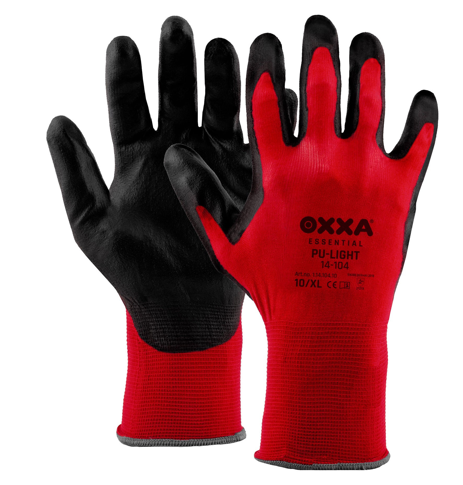 OXXA Essential Handschoen PU-Light 14-104 zwart-rood
