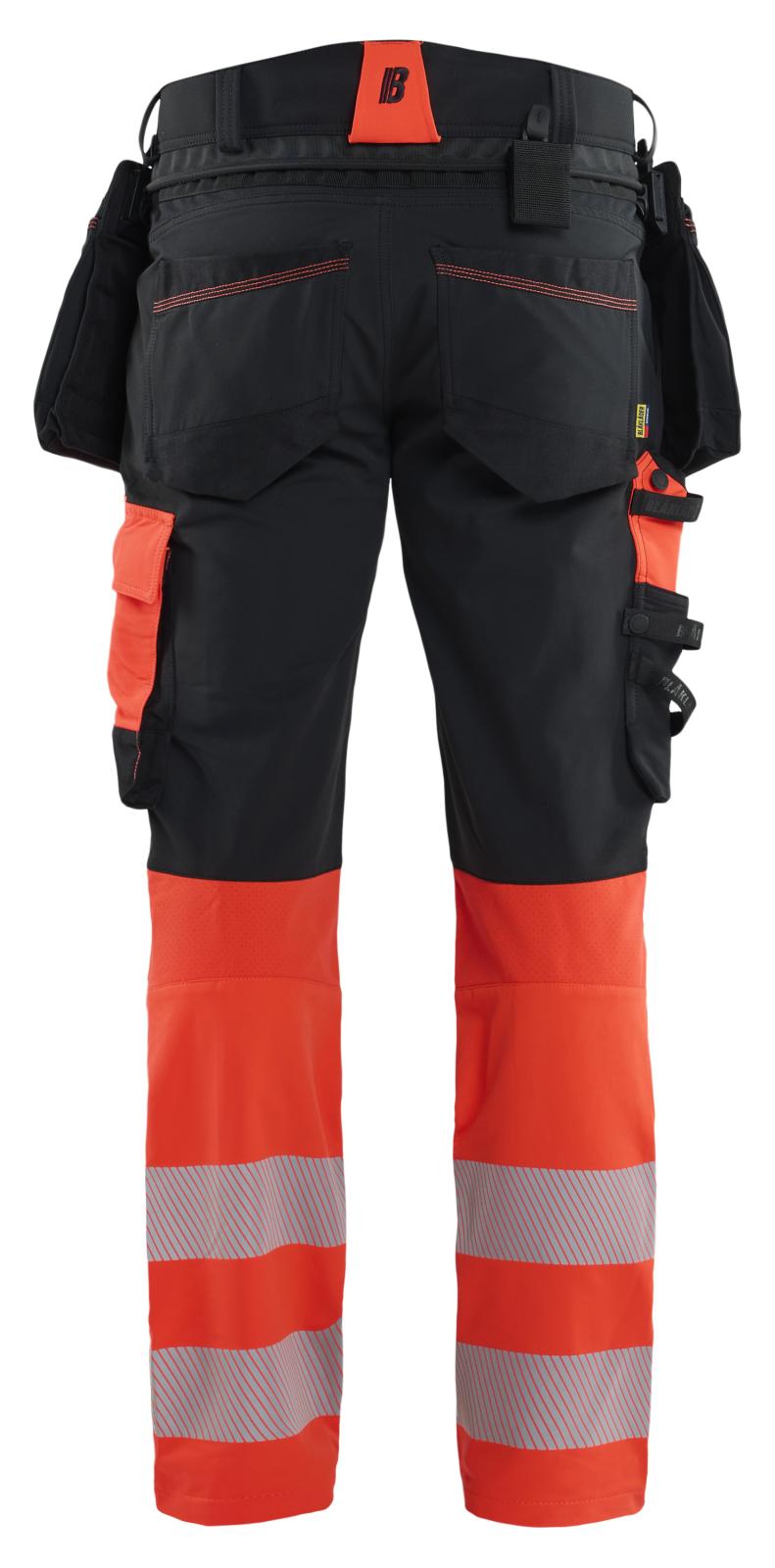 Blaklader High vis ToolRig Werkbroeken 11451648 4-weg stretch HiVis zwart-fluo rood(9955)
