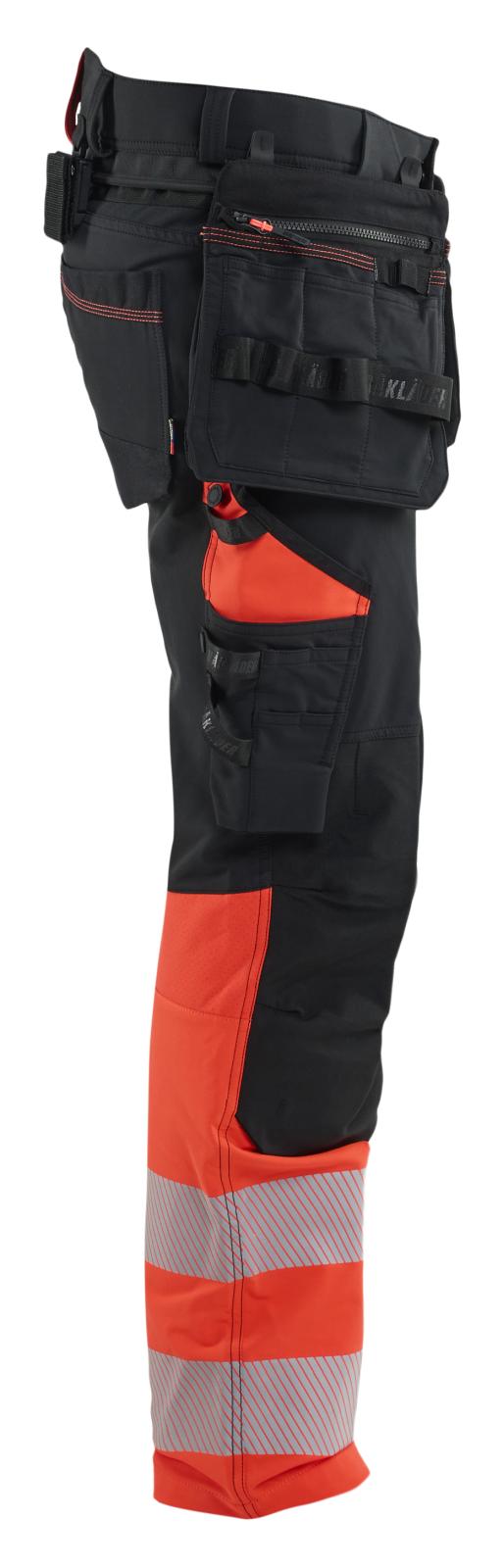 Blaklader High vis ToolRig Werkbroeken 11451648 4-weg stretch HiVis zwart-fluo rood(9955)