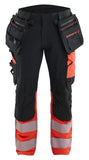 Blaklader High vis ToolRig Werkbroeken 11451648 4-weg stretch HiVis zwart-fluo rood(9955)