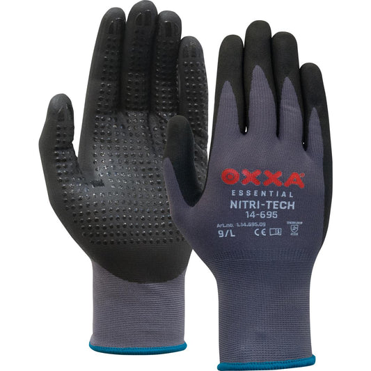 OXXA Essential Handschoen Nitri-Tech 14-695 zwart-grijs