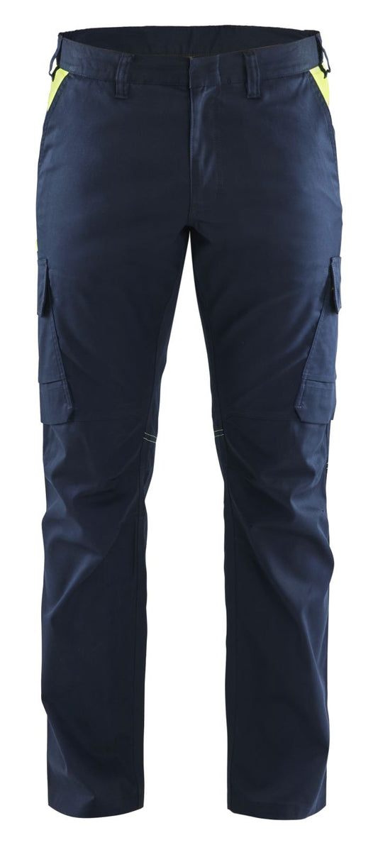 Blaklader Industrie Werkbroeken 14441832 stretch reflectie donker marineblauw-fluo geel(8633)