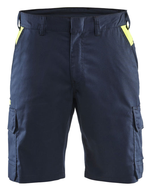 Blaklader Industrie Shorts 14461832 kort stretch reflectie donker marineblauw-fluo geel(8633)