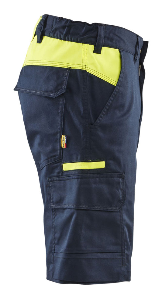 Blaklader Industrie Shorts 14461832 kort stretch reflectie donker marineblauw-fluo geel(8633)