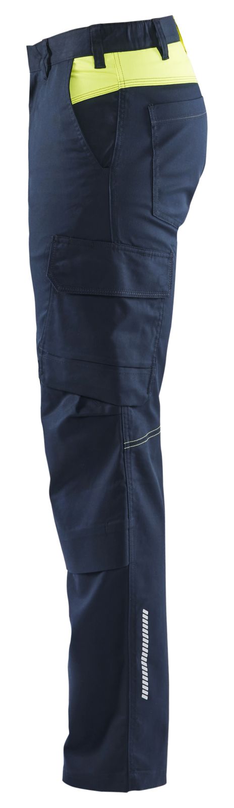 Blaklader Industrie Werkbroeken 14481832 stretch kniezakken reflectie donker marineblauw-fluo geel(8633)