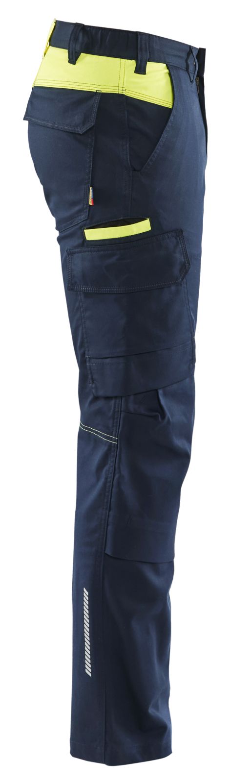 Blaklader Industrie Werkbroeken 14481832 stretch kniezakken reflectie donker marineblauw-fluo geel(8633)
