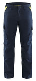 Blaklader Industrie Werkbroeken 14481832 stretch kniezakken reflectie donker marineblauw-fluo geel(8633)