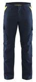 Blaklader Industrie Werkbroeken 14481832 stretch kniezakken reflectie donker marineblauw-fluo geel(8633)