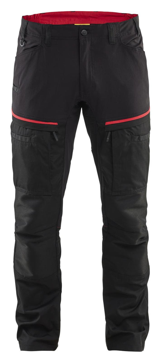 Blaklader Industrie/Service Broeken 14561845 stretch zwart-rood(9956)
