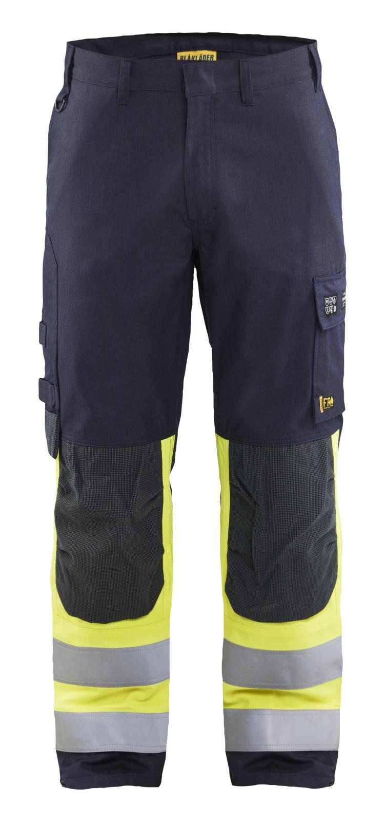 Blaklader Vlamvertragend Multinorm Werkbroeken 14911512 inherent vlamwerend antistatisch APC 2 marineblauw-fluo geel(8933)