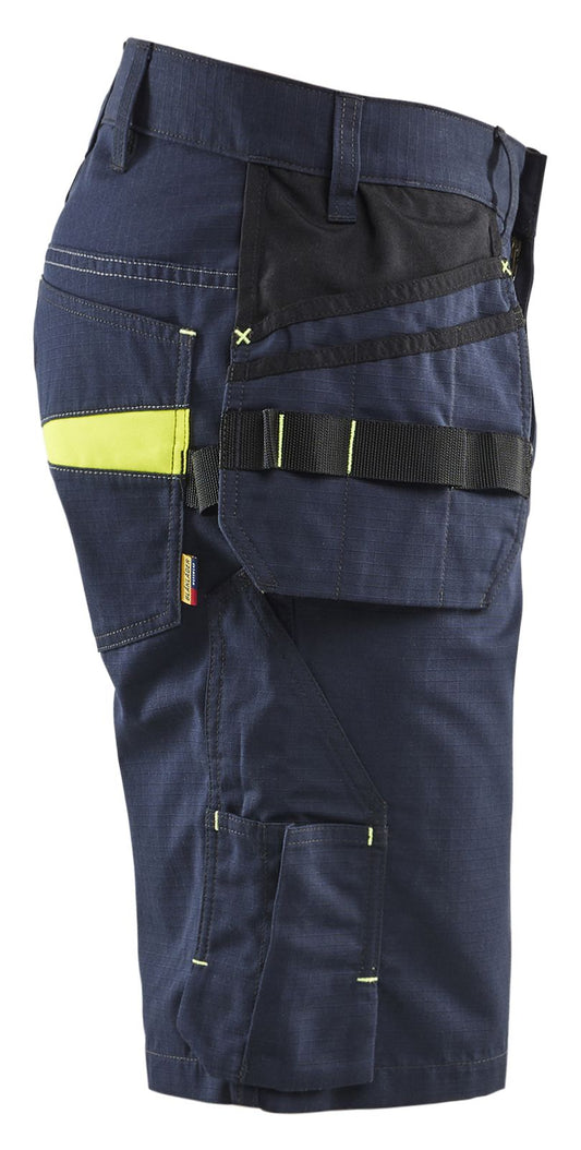 Blaklader Service Shorts 14941330 spijkerzakken donker marineblauw-fluo geel(8633)
