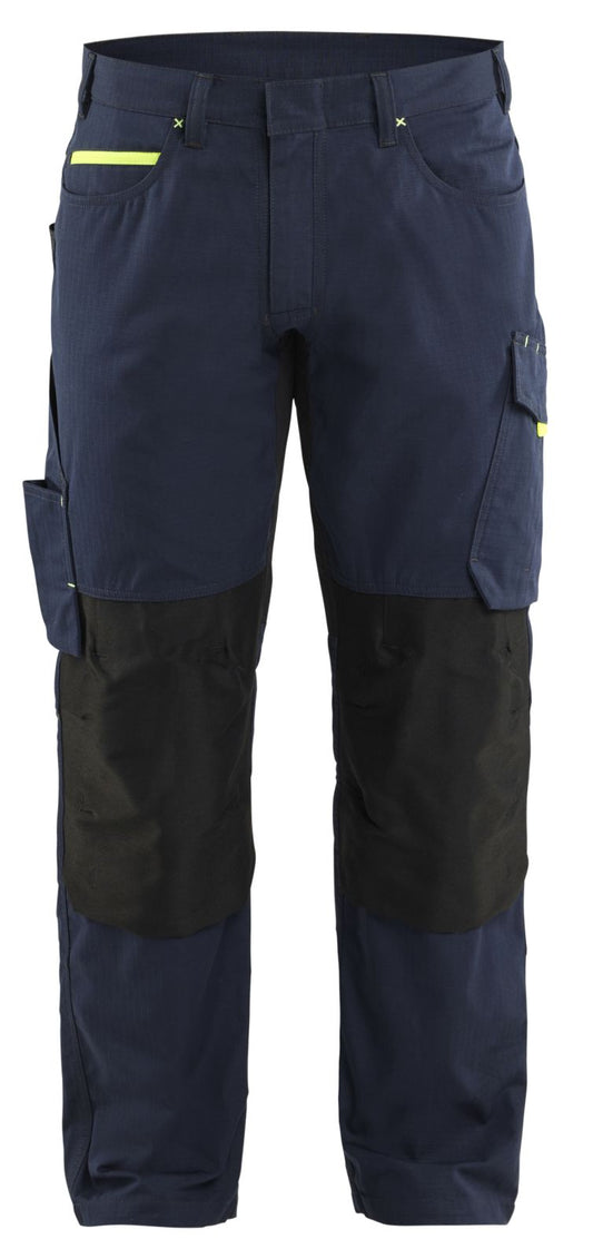 Blaklader Werkbroeken 14951330 stretch donker marineblauw-fluo geel(8633)
