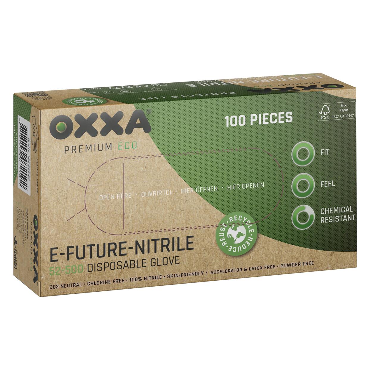 OXXA Premium ECO Handschoen E-Future-Nitrile 52-500 voeding 100 stuks dispenser wegwerp groen