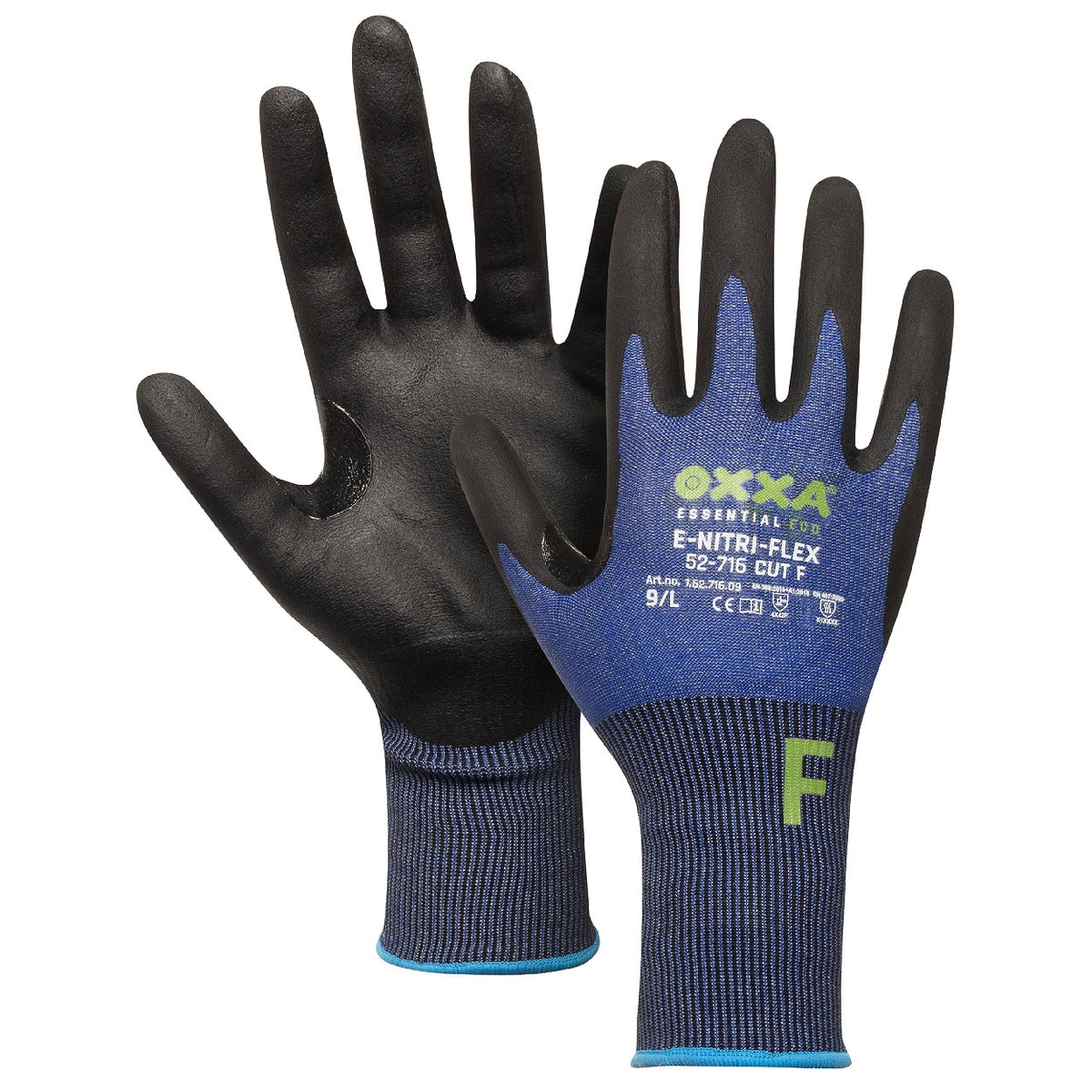 OXXA Essential ECO Handschoen E-Nitri-Flex 52-716 Cut F snijbescherming zwart-blauw