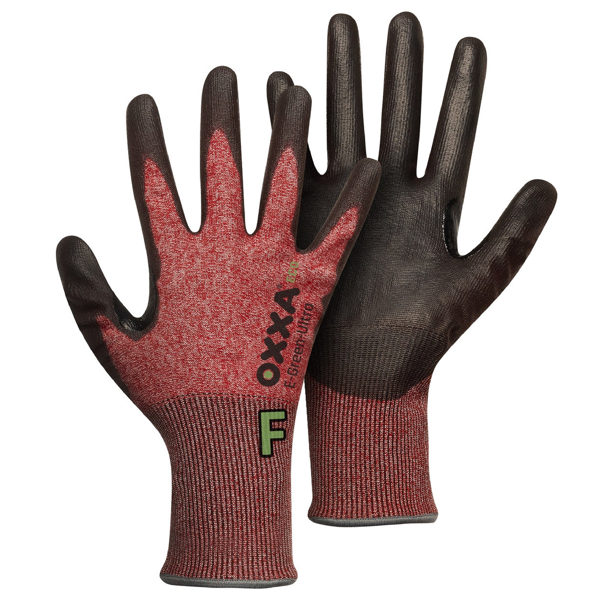 OXXA Premium ECO Handschoen E-Green-Ultra 52-731 Cut F snijbescherming zwart-rood