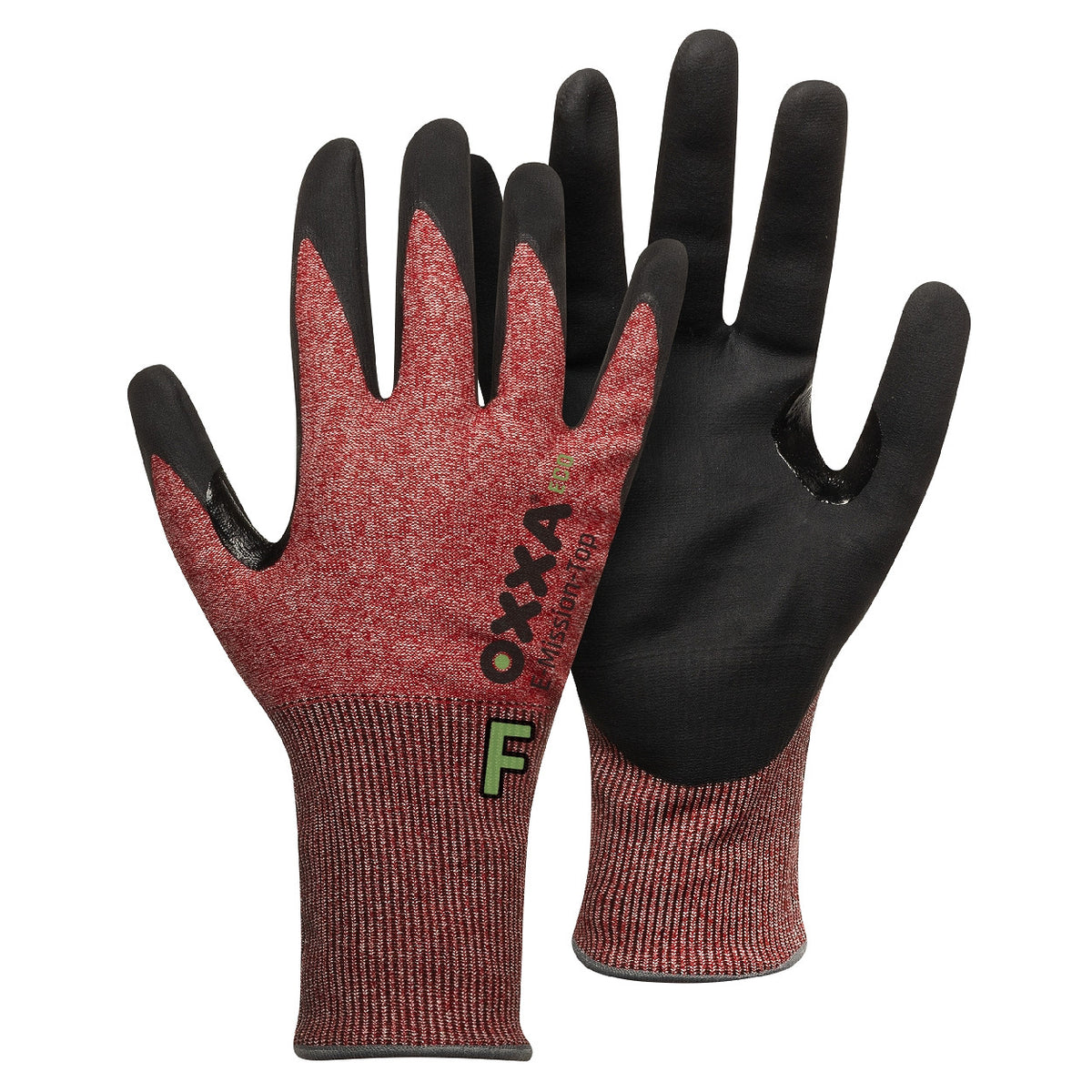OXXA Premium ECO Handschoen E-Mission-Top 52-732 Cut F snijbescherming zwart-rood