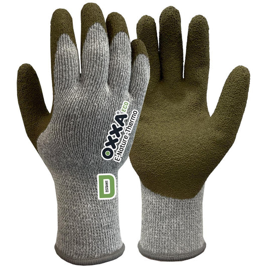 OXXA Premium ECO Handschoen E-Nature-Thermo Cut D 52-850 snij D ventilastie olijfgroen-peper & zoutgrijs