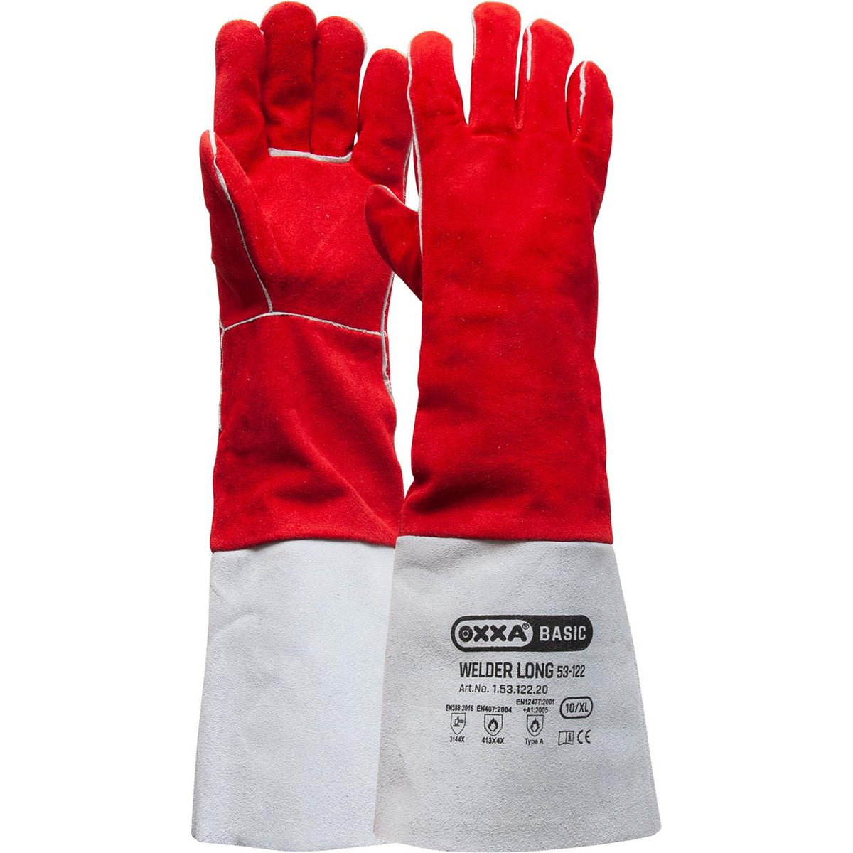 OXXA Basic Handschoen Welder Long 53-122 rood-grijs