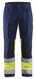 Blaklader Broeken 15511811 HiVis marineblauw-fluo geel(8933)