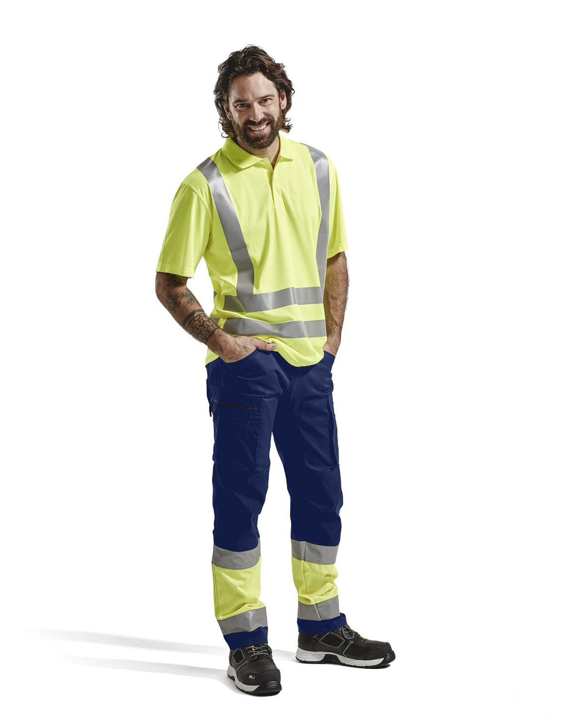 Blaklader Broeken 15511811 HiVis marineblauw-fluo geel(8933)