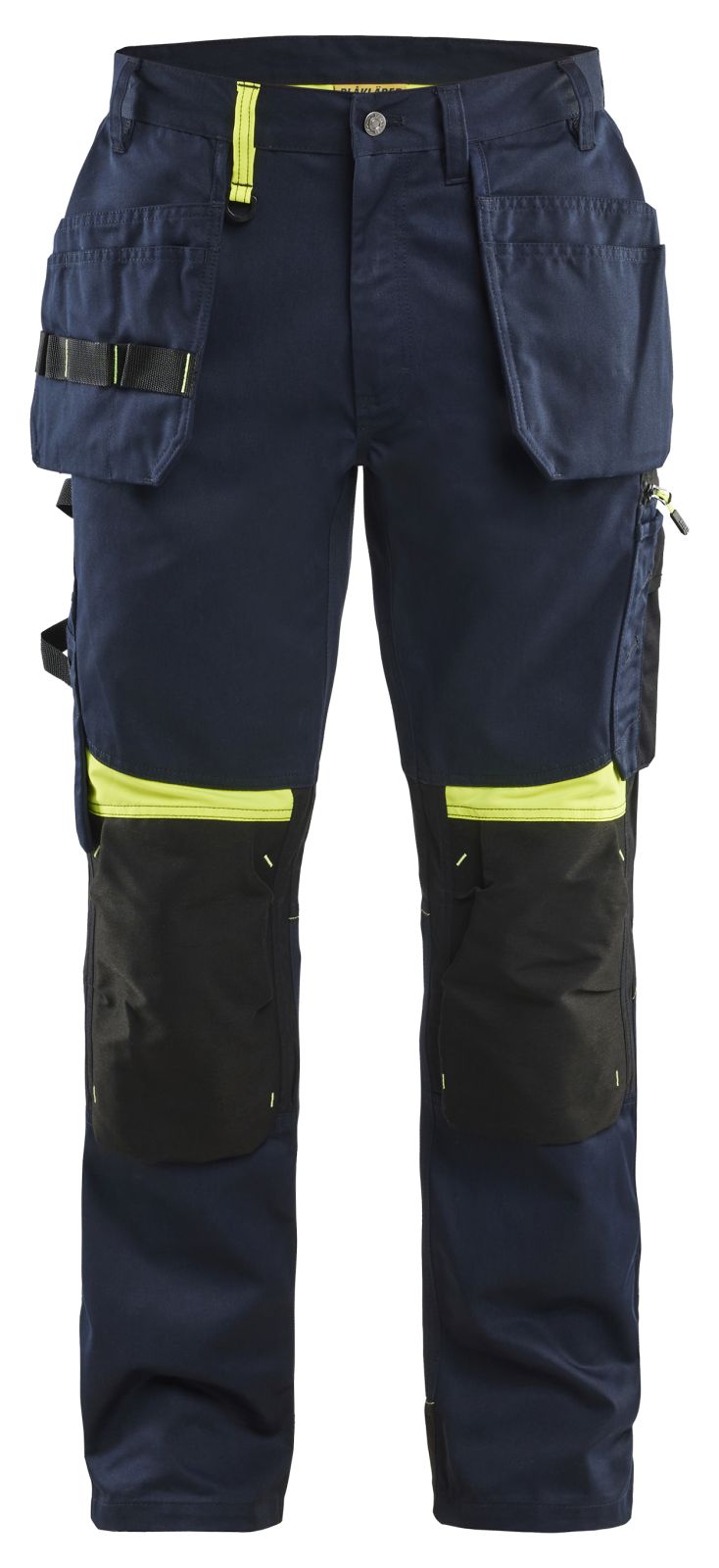 Blaklader Ambacht Werkbroeken 15551860 spijkerzakken stretch kniezakken donker marineblauw-fluo geel(8633)