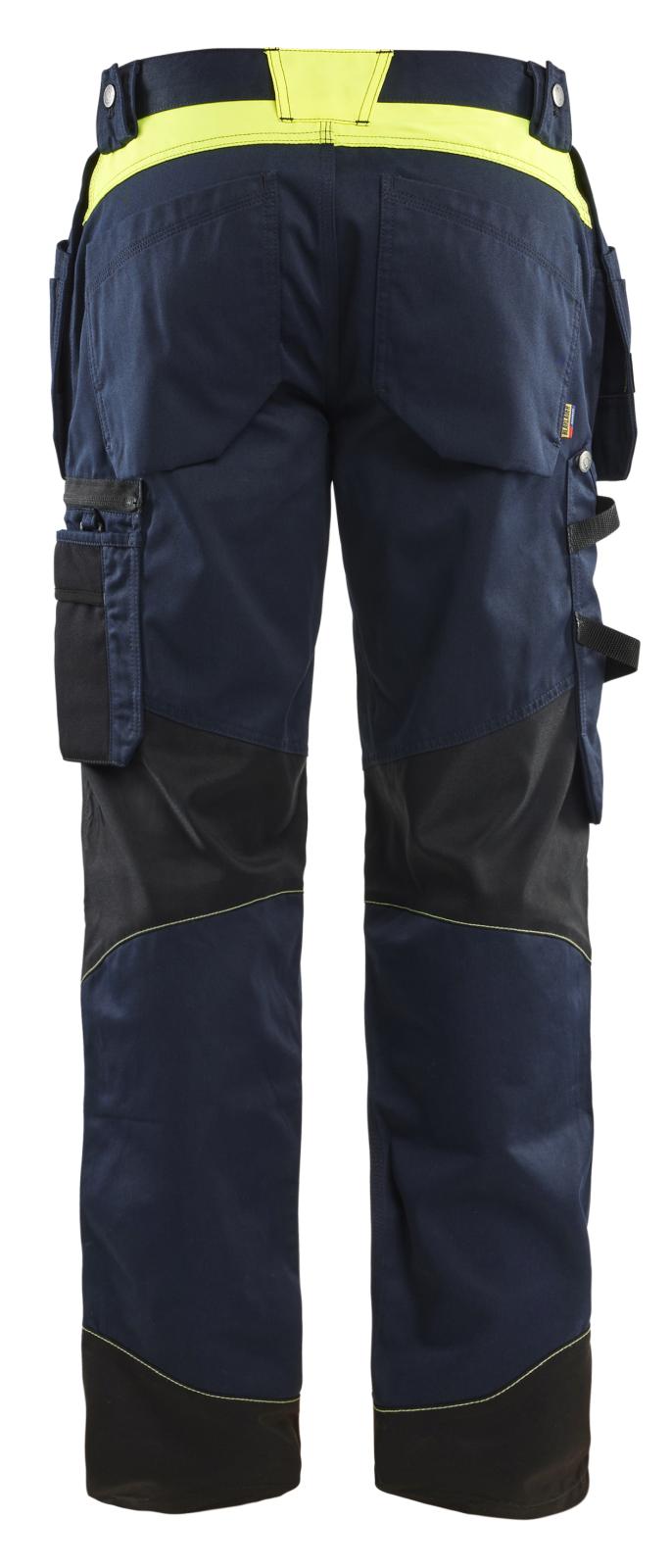 Blaklader Ambacht Werkbroeken 15551860 spijkerzakken stretch kniezakken donker marineblauw-fluo geel(8633)