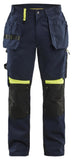 Blaklader Ambacht Werkbroeken 15551860 spijkerzakken stretch kniezakken donker marineblauw-fluo geel(8633)