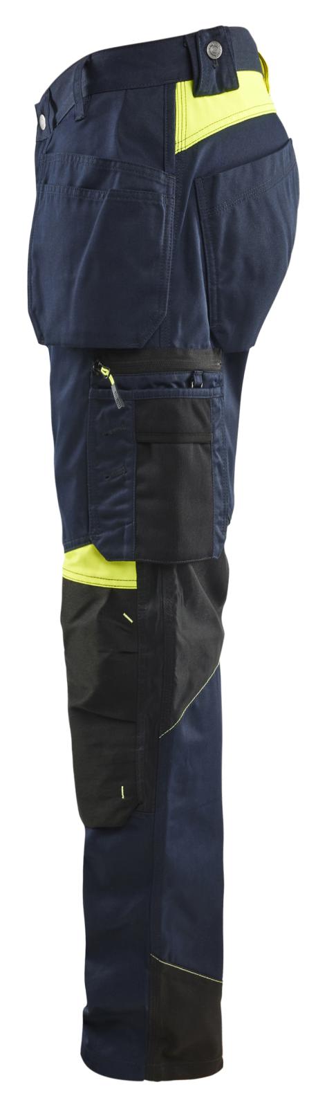 Blaklader Ambacht Werkbroeken 15551860 spijkerzakken stretch kniezakken donker marineblauw-fluo geel(8633)
